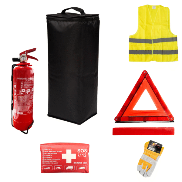 Premium Σετ Ασφαλείας και ΚΤΕΟ Αυτοκινήτου - με Φαρμακείο DIN & Πυροσβεστήρα Ξηράς Κόνεως